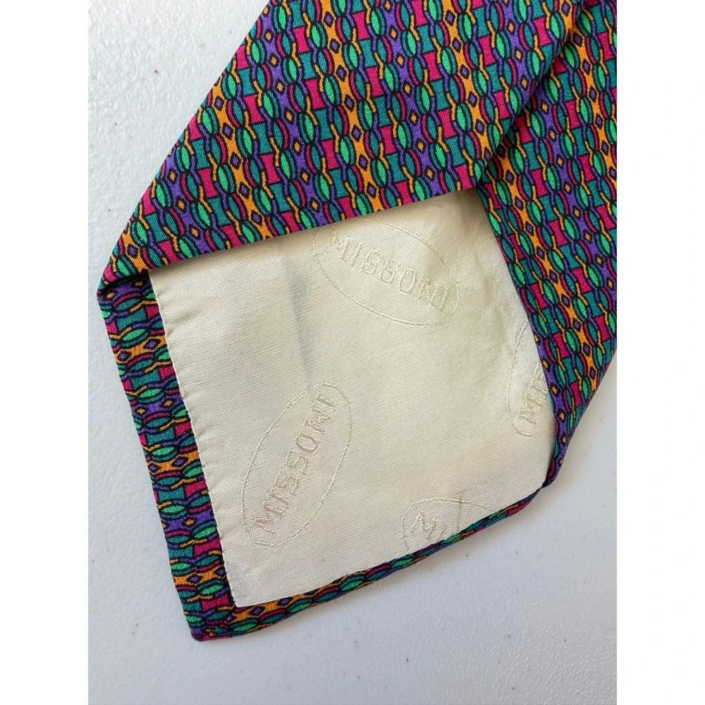 Missoni Cravatte VTG Silk Tie Mens Geometric Abstract Multicolor Italy